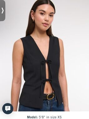 Abercrombie & Fitch Black Sleeveless Tie-Front V-Neck Top